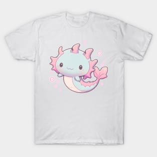 Pink and Blue Pastel Axolotl Cute T-Shirt